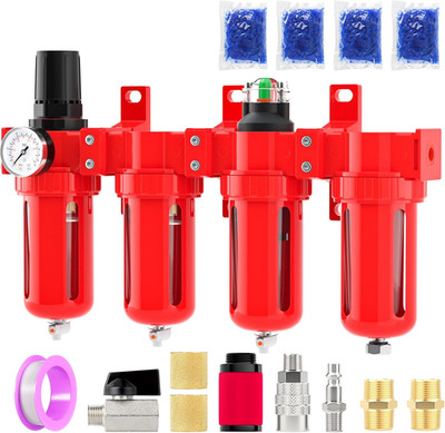 Industrial Grade 4-Stage Aluminum Air Drying System, 1/4 Inch NPT, 0-150 PSI, De