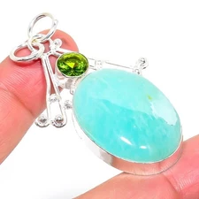 Green Aventurine Gemstone Handmade 925 Sterling Silver Jewelry Pendant  RM-103