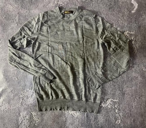 LORO PIANA Sweater Mens 48 Pullover Crew Neck Cotton in Gray Italy