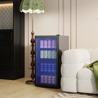 HOMCOM Mini Kühlschrank 115 Dosen Kühlbox mit Glastür, verstellbaren Regalen