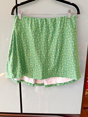 William Murray Golf Louise Skirt Plaid Skort Green Sandy Geometric  Tiles Large