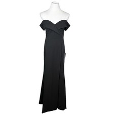 Lulu’s NEW Song of Love Off the Shoulder High Slit Maxi Dress Black Medium