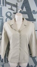 Worthington Stretch Women 8 Fitted Blazer Jacket Beige Linen Blend Shoulder Pad