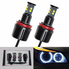 80W LED H8 Angel Eyes Halo Ring DRL Fog Light White Bulbs For BMW E90 E92 E93 X5
