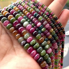 Natural Colorful Tourmaline 2x4mm 4x6mm 5x8mm Rondelle Gemstone Loose Beads 15''