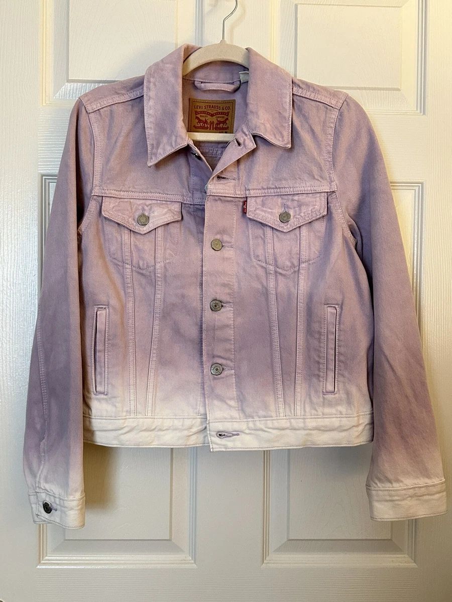 LEVIS NEW Womens Denim Jean Jacket Lilac Purple Dip Dye Ombre M