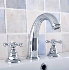 Bathroom Basin Sink Mixer Tap 8" Widespread 3-holes Faucet Polished Chrome