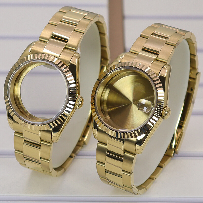 Polished golden Stainless Steel 36/40mm Watch Cases 904L strap For
