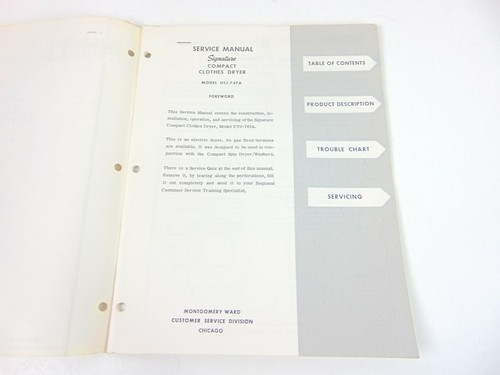 Montgomery Ward Service Manual 1971 Compact Clothes Dryer UTJ-747A - Picture 4 of 7