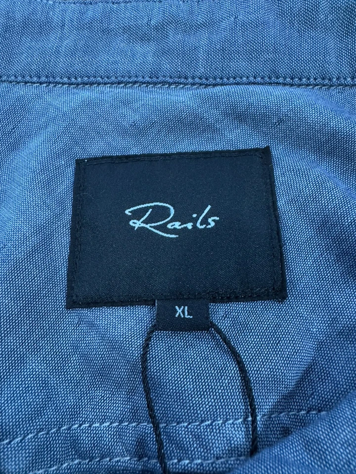 Rails Mens Blue Red Plaid Flannel Sundown Chambray Owens Button Shirt Sz XL - Image 3 of 4