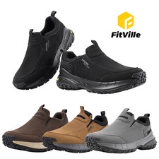 FitVille Slip On Wanderschuhe Herren Breit Trekkingschuhe Rutschfest Outdoor