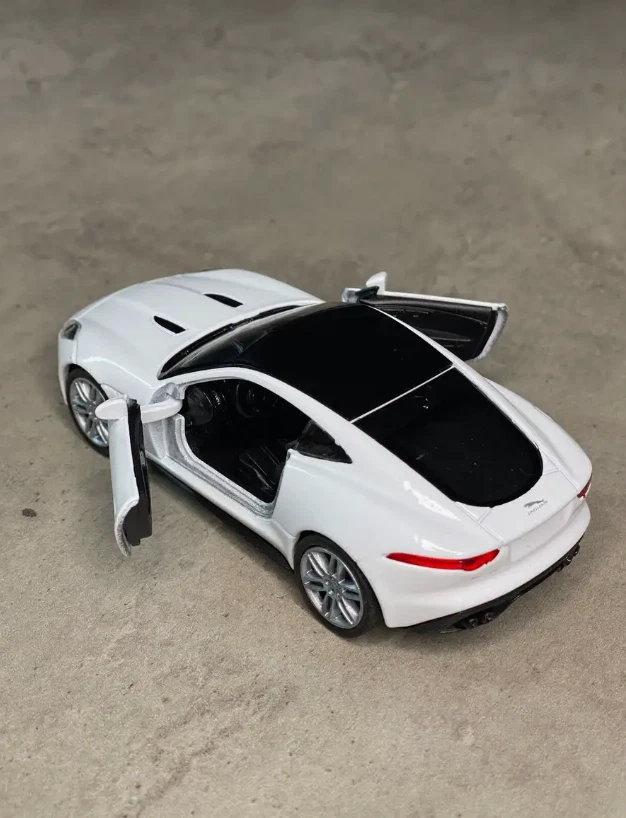 JAGUAR F-TYPE COUPE, Metal Model Diecast Car Scale, Collectible Toy Cars, white - Image 3 of 4