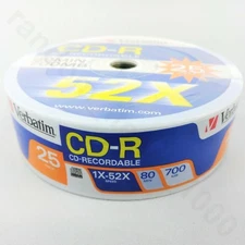 Verbatim CD-R Recordable CD 52x Speed 700MB 25-Pack Top and Bottom Protection