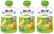 3 HIPP Organic Kiwi Pear Banana Puree Dessert from 6 Months 100g 3.5oz