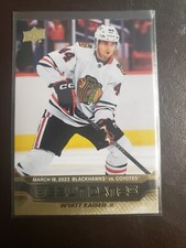 2023-24 Wyatt Kaiser Debut Dates GOLD SP Upper Deck Series 1 Hockey Chicago...