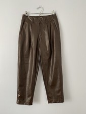A New Day Tapered Faux Leather Pleated Pants Dark Brown Size 4 Ankle Pants