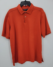 Tommy Bahama Polo Golf Shirt Mens Large Red Orange Short Sleeve Textured