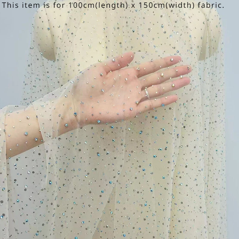 Crystal Mesh Fabric Tulle Voile Sheer Net Bead Sewing for Wedding Gown Dress - Image 2 of 4