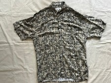 Pierre Cardin Shirt Mens Beige/Black Pattern Button Down Size M 100 Rayon