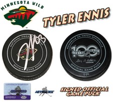 Tyler Ennis Signed Game Puck Minnesota Wild 100th Anniversary Puck #2