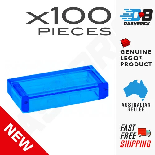 100 x Genuine LEGO® - Tiles 1 x 2, Transparent Dark Blue - "Water" [3069b] - NEW