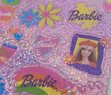 Vintage Barbie Sticker Sheet Pink Glitter Stickers 2002