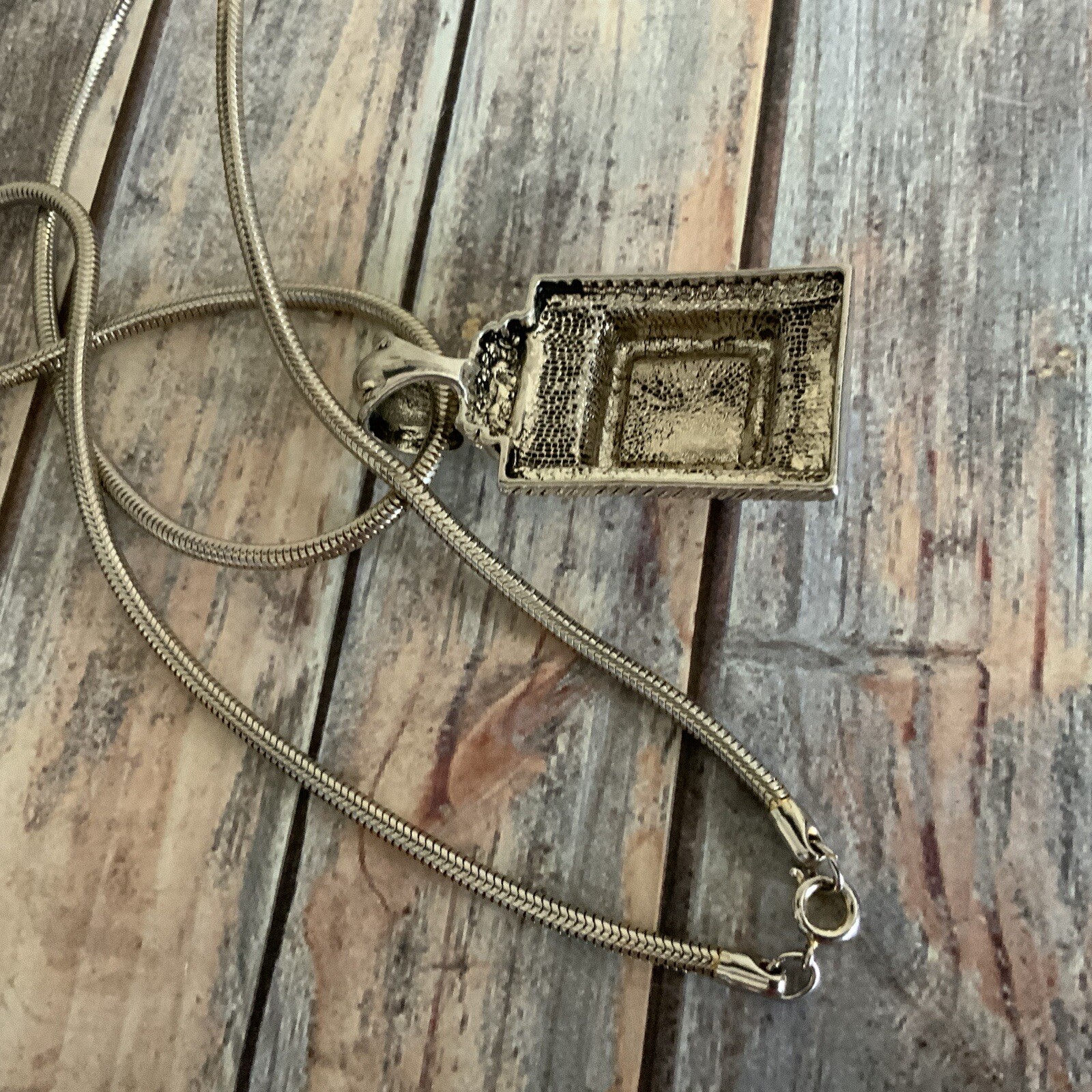 Chunky rectangular purple stone slide pendant nec… - image 7