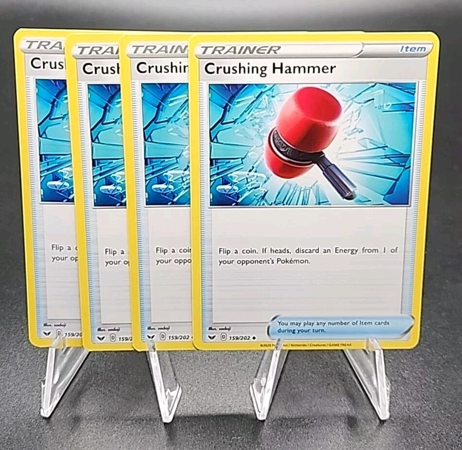 Pokemon Crushing Hammer x4 Playset Trainer Card 159/202 Sword Shield Base