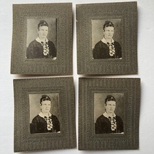 Woman with Fancy Headband Small Antique Portrait on Matte Board Lot of 4
