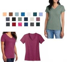 LADIES LIGHTWEIGHT, V-NECK, SOFT RINGSPUN COTTON T-SHIRT, SHORT SLEEVE, XS-4XL