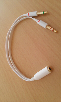 *GOLD* PC Headset Adapter Y Kabel 2x3,5mm Klinke zu Buchse für Stereo Kopfhörer