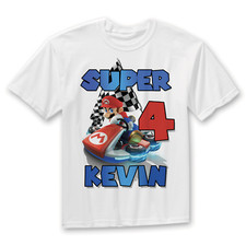 Super Mario Kart Birthday Party T-shirt - personalized with name and age