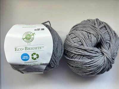 2 Balls of Loops & Threads Eco-Brights Recycled Bulky Yarn Concrete Gray