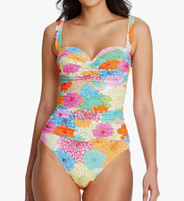 Bleu Rod Beattie Fresh Picks Shirred Underwire One-Piece Swimsuit Sz 10  15815