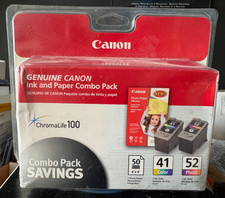 NEW GENUINE Canon CL-41 & CL-52 Ink set and Photo Paper Set (# 0617B016)