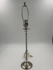 Modern Brushed Nickel Table Lamp Clear Glass Accent 3-Way No Shade