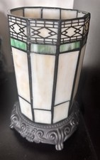 Vintage Tiffany-Style Stained Glass Table Lamp 8 Works