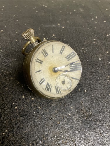 Vintage Brass Orb Glassball Mini Desk Top Clock - Victorian German Watch