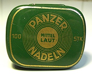 Rare Ad Gramophone 100 Needles Tin PANZER 1940 Phonograph Pick Up Nadeldose #19