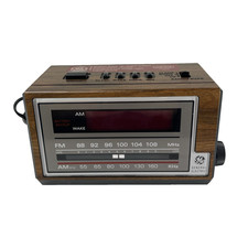 VTG GE AM FM Radio Alarm Clock Wood Grain Model 7-4601A Backup Excellent Cond.