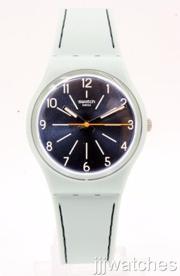 New Swiss Swatch Blue Stitches Light Teal Silicone Strap  display picture 3