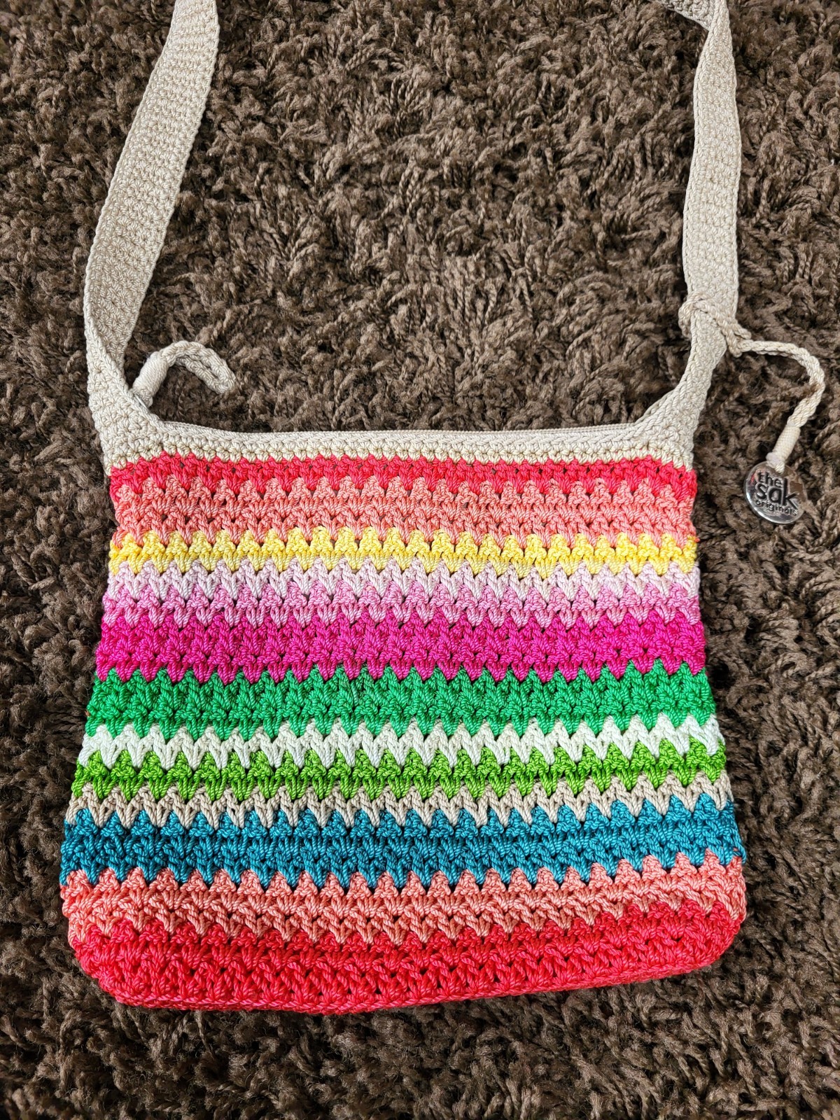 The Sak Originals Rainbow Multi Colors Shoulder Bag / Crossbody Purse Great C