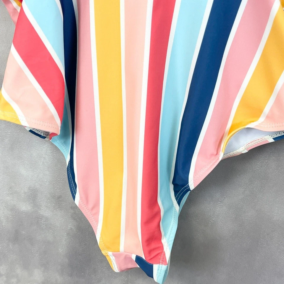 Traje de baño Marina West de una pieza para mujer mediano arco iris múltiples rayas playa verano Foto 4 de 4