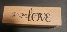 Studio G wooden rubber stamp LOVE by Janet Dunn 3" 1"