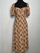 NWT Faithfull The Brand Juniper Midi Dress(US6) Puff Sleeves, Sweetheart Neck