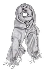 Sparkly Metallic Pashmina Shawl Wrap for Women   Elegant Scarf for Silver