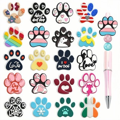 20Pcs Dogs Paw Shaped Silicone Beads Insect Themed for Dog Paw-20pcs 