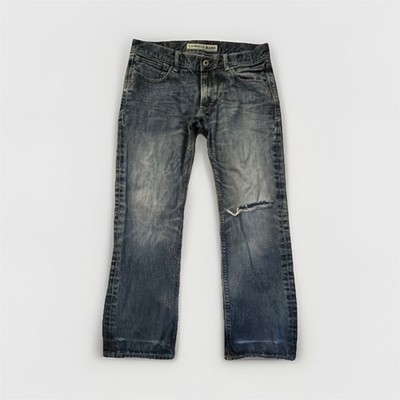 Express Slim Fit Straight Leg Women's Jeans Distressed Blue Denim 5-Pocket