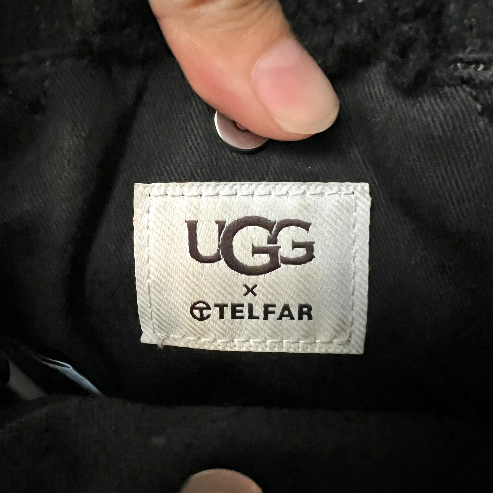 Telfar x Ugg Black Shearling Suede Small Shopping Bag image 5