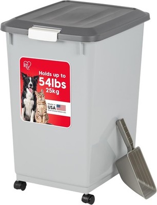 IRIS USA Dog Food Storage Container, Up to 54 lbs, 54 Gray/Dark Gray